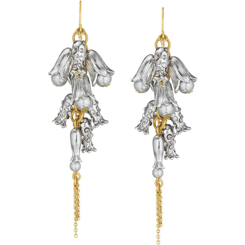 Bellflower + Pearl Cluster Earrings on a white background