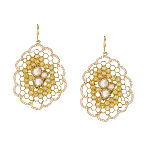 Honeycomb Statement Earrings on a white background