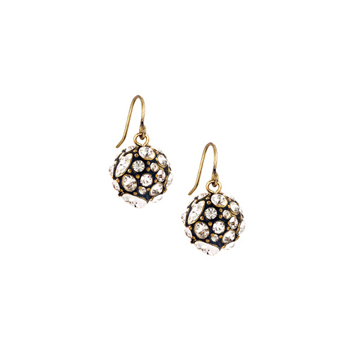 Crystal Clustered Ball Drop Earrings on a white background
