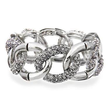 Oversize Pave Link Stretch Bracelet on a white background