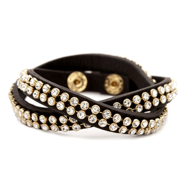 Crystal Studded Leather Wrap on a white background