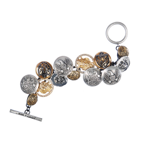 Button Charm Toggle Bracelet on a white background