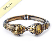 Hinged Double Lion Head Bangle
