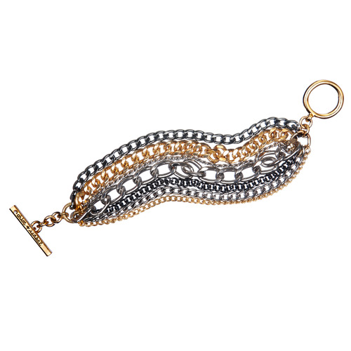 Mixed Metal Multi Strand Toggle Bracelet