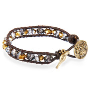 Beaded Wrap Bracelet with Lion Head Closure