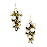 Lotus Pearl Cluster Drop Earring