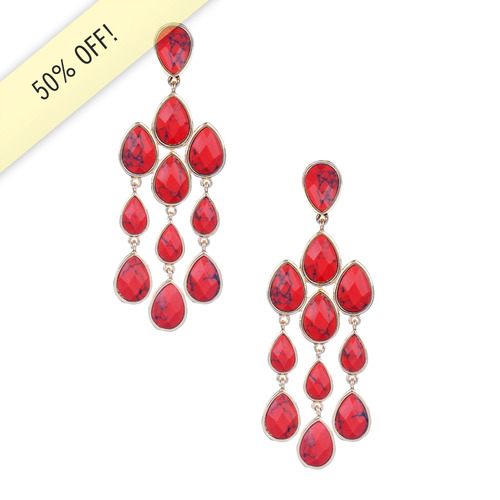 Semi Precious Teardrop Chandelier Earrings on a white background